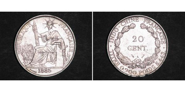 20 Cent French Indochina (1887-1954) 銀 