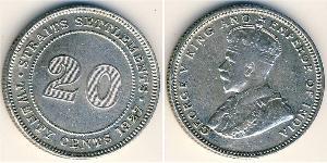 20 Cent 海峡殖民地 銀 乔治五世  (1865-1936)