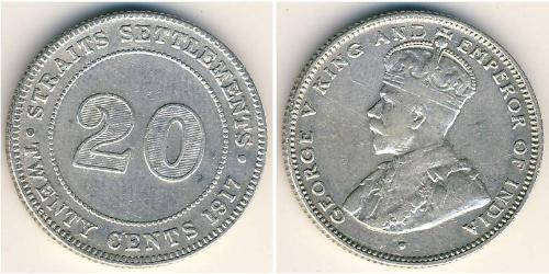 20 Cent 海峡殖民地 銀 乔治五世  (1865-1936)