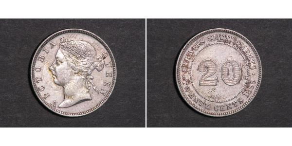 20 Cent 海峡殖民地 銀 维多利亚 (英国君主)