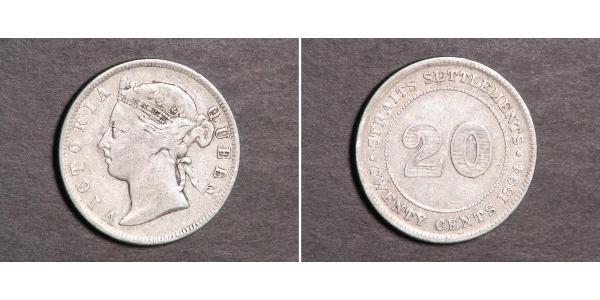 20 Cent 海峡殖民地 銀 维多利亚 (英国君主)