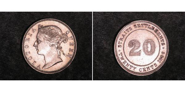 20 Cent 海峡殖民地 銀 维多利亚 (英国君主)