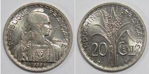 20 Cent French Indochina (1887-1954) 銅/镍 