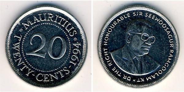 20 Cent Mauritius 銅/镍 