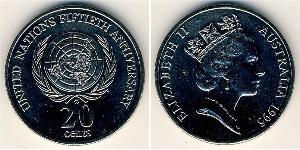 20 Cent 澳大利亚 銅/镍 伊丽莎白二世 (1926-2022)