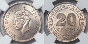 20 Cent 马来亚联邦 (1946 - 1948) 銅/镍 乔治六世 (1895-1952)