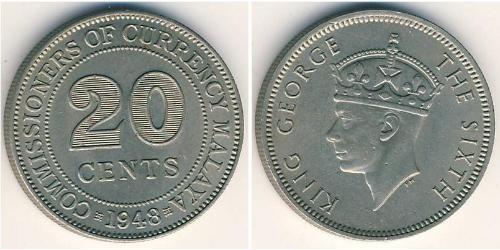 20 Cent 马来亚联邦 (1946 - 1948) 銅/镍 乔治六世 (1895-1952)