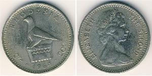 20 Cent / 2 Shilling Rhodesia (1965 - 1979) Copper/Nickel 