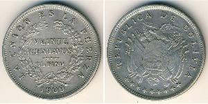 20 Centavo Bolivie (1825 - ) Argent 