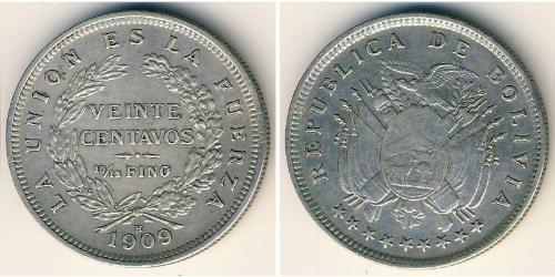 20 Centavo Bolivie (1825 - ) Argent 