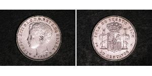 20 Centavo Porto Rico Argent Alfonso XIII of Spain (1886 - 1941)