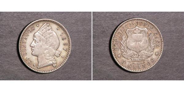 20 Centavo République dominicaine Argent 