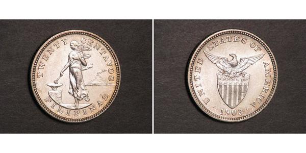20 Centavo Filippine Argento 