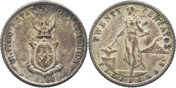 20 Centavo Filippine Argento 