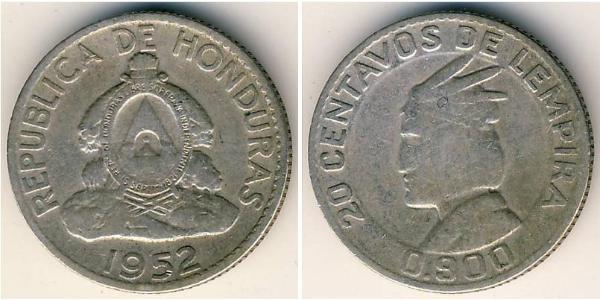 20 Centavo Honduras Argento 