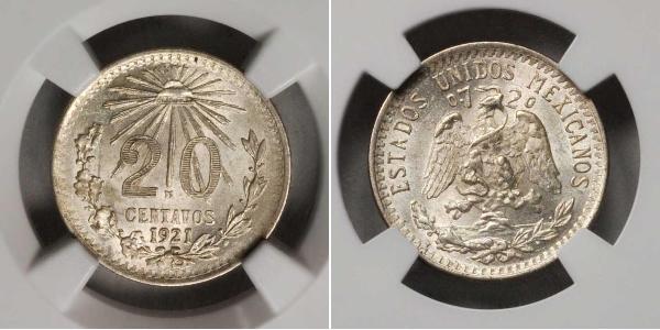 20 Centavo Messico Argento 