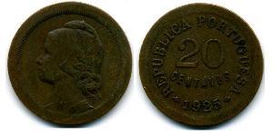 20 Centavo Primera República Portuguesa (1910 - 1926) Bronce 