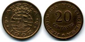 20 Centavo Portugal / Portuguese Angola (1575-1975) Bronze 