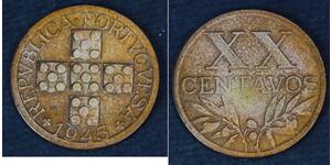 20 Centavo Second Portuguese Republic (1933 - 1974) Bronze 