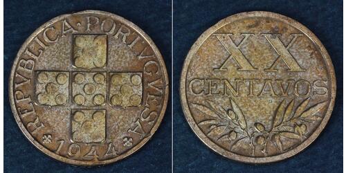 20 Centavo Second Portuguese Republic (1933 - 1974) Bronze 