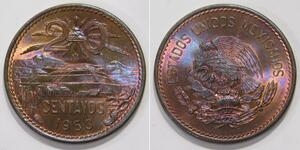 20 Centavo United Mexican States (1867 - ) Bronze 