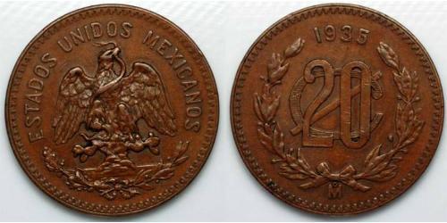 20 Centavo United Mexican States (1867 - ) Copper 