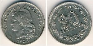 20 Centavo Argentine Republic (1861 - ) Copper/Nickel 