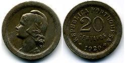 20 Centavo First Portuguese Republic (1910 - 1926) Copper/Nickel 