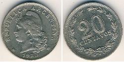 20 Centavo Argentinien (1861 - ) Cuivre/Nickel 