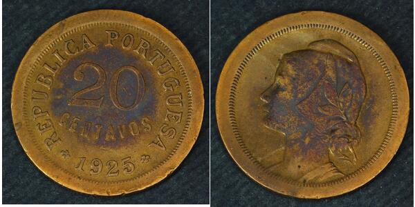 20 Centavo Primera República Portuguesa (1910 - 1926) Níquel/Cobre 
