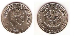 20 Centavo Republica de Colombia (1886 - ) Níquel/Cobre 