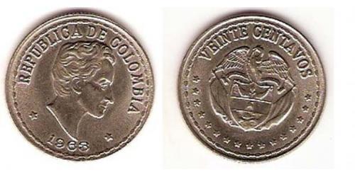 20 Centavo Republica de Colombia (1886 - ) Níquel/Cobre 