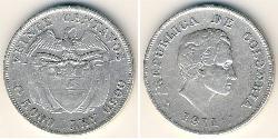 20 Centavo Republica de Colombia (1886 - ) Plata 