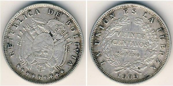 20 Centavo Bolivien (1825 - ) Silber 