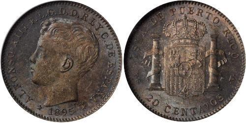 20 Centavo Puerto Rico Silber Alfonso XIII of Spain (1886 - 1941)