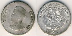 20 Centavo Republic of Colombia (1886 - ) Silver 