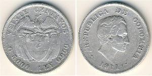 20 Centavo Republic of Colombia (1886 - ) Silver 