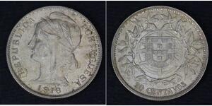20 Centavo First Portuguese Republic (1910 - 1926) 銀 