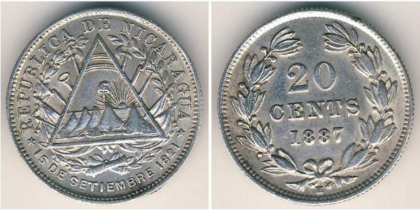 20 Centavo Nicaragua 銀 