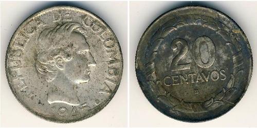 20 Centavo 哥伦比亚 銀 