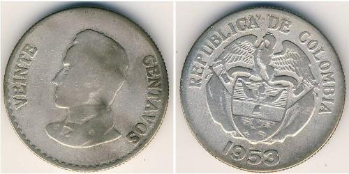20 Centavo 哥伦比亚 銀 