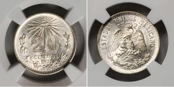 20 Centavo 墨西哥 銀 