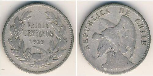 20 Centavo 智利 銀 