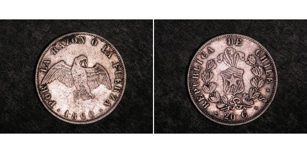 20 Centavo 智利 銀 