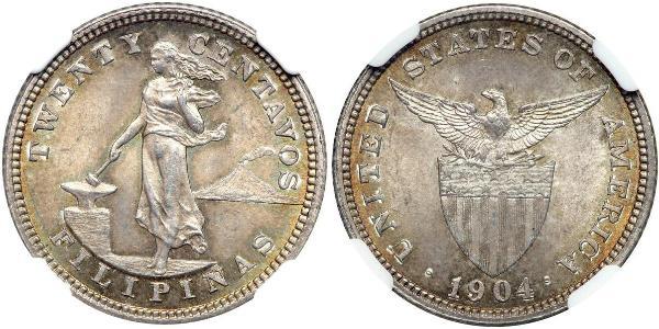 20 Centavo 菲律宾 銀 