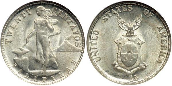 20 Centavo 菲律宾 銀 