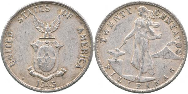 20 Centavo 菲律宾 銀 