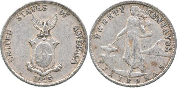 20 Centavo 菲律宾 銀 