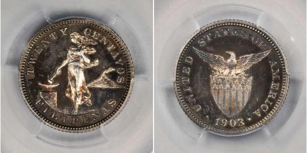 20 Centavo 菲律宾 銀 