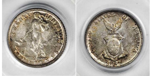 20 Centavo 菲律宾 銀 